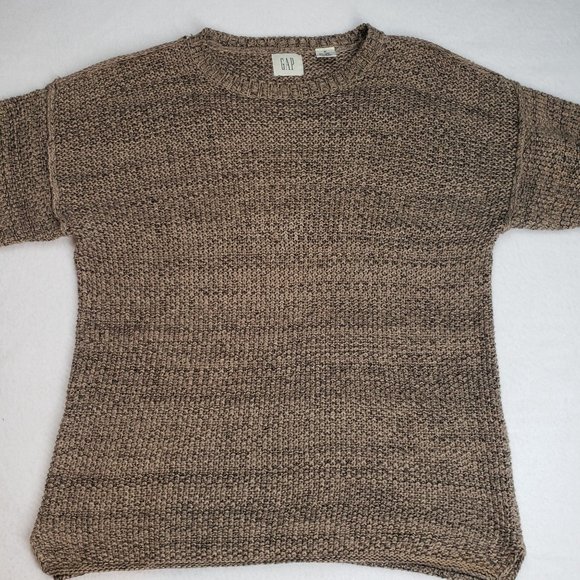 GAP Womens 90s Chunky Knit Crew Neck Sweater Linen Size Medium Oatmeal Neutral - Picture 13 of 16